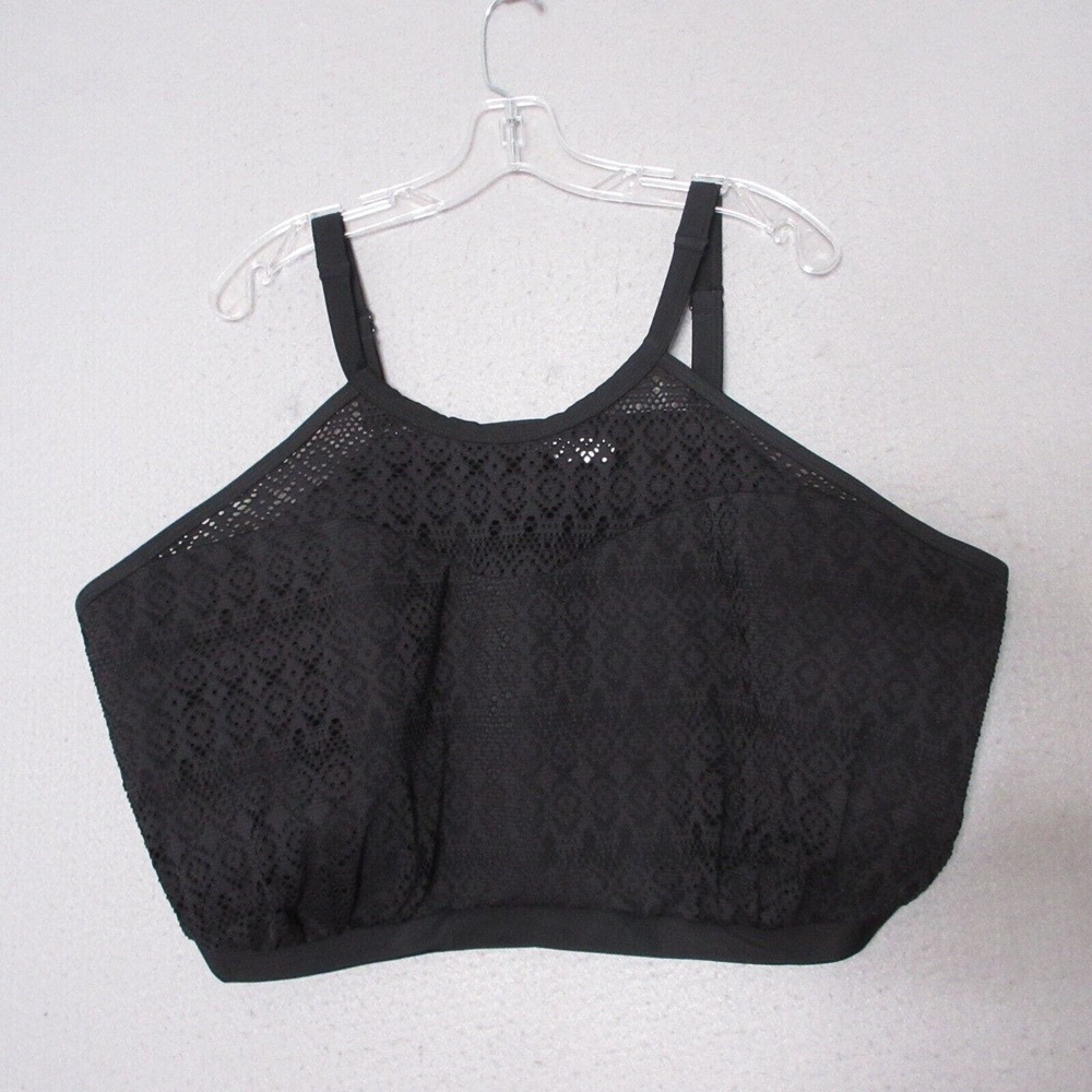 Swim by Cacique Bikini Top Black NWT Padded Crochet Beach Repreve
